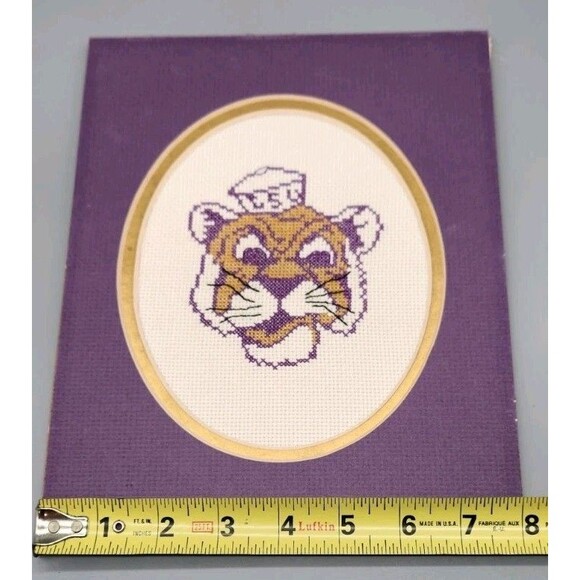 LSU Tigers Mike the Tiger Needlepoint Finished Cross Stitched Mascot 8x10 - Picture 8 of 12